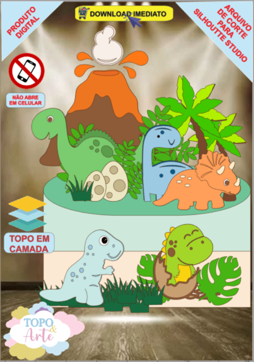 ARQUIVO de Corte Topo de Bolo Dinossauro - 60