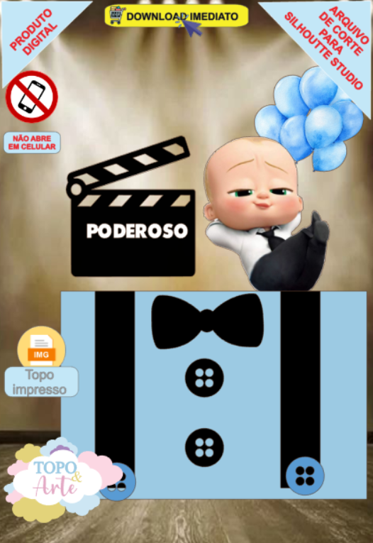 ARQUIVO de Corte Topo de Bolo Poderoso Chefinho - 08