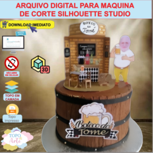ARQUIVO de Corte Topo de Bolo Boteco Cenario de Bar 3D - 07