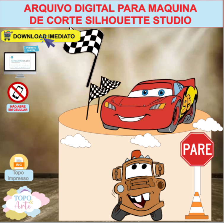 ARQUIVO de Corte Topo de Bolo Carros Disney - 03