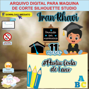 ARQUIVO de Corte Topo de Bolo ABC Formatura Menino - 43