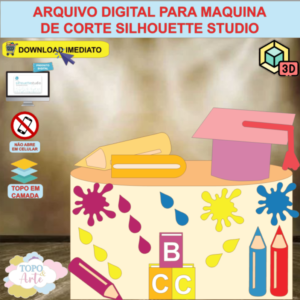 ARQUIVO de Corte Topo de Bolo ABC Formatura com Livro e Capelo 3D - 45