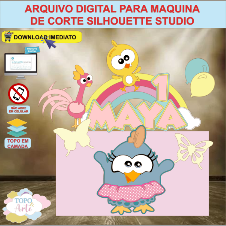 ARQUIVO de Corte Topo de Bolo Galinha Pintadinha - 06