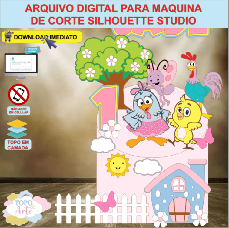 ARQUIVO de Corte Topo de Bolo Galinha Pintadinha - 09