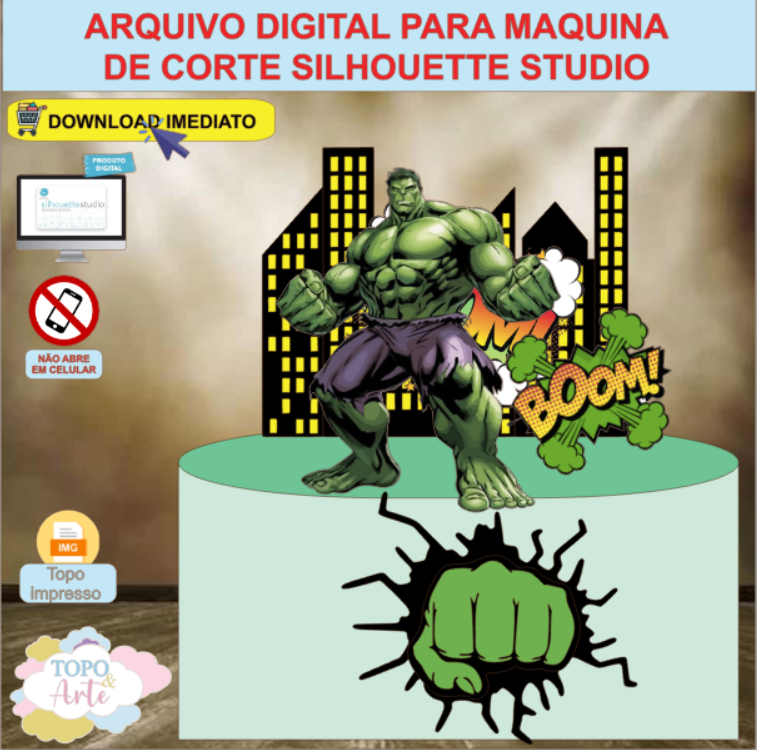 ARQUIVO de Corte Topo de Bolo Hulk - 04