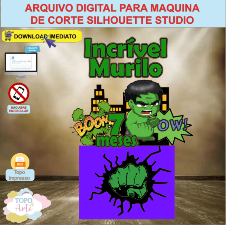 ARQUIVO de Corte Topo de Bolo Hulk - 06