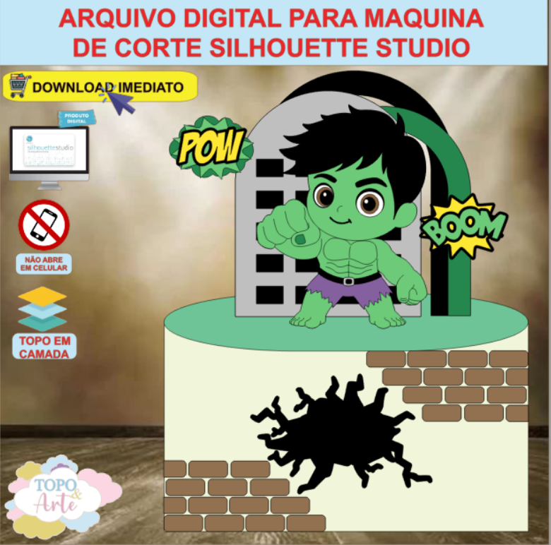 ARQUIVO de Corte Topo de Bolo Hulk - 07