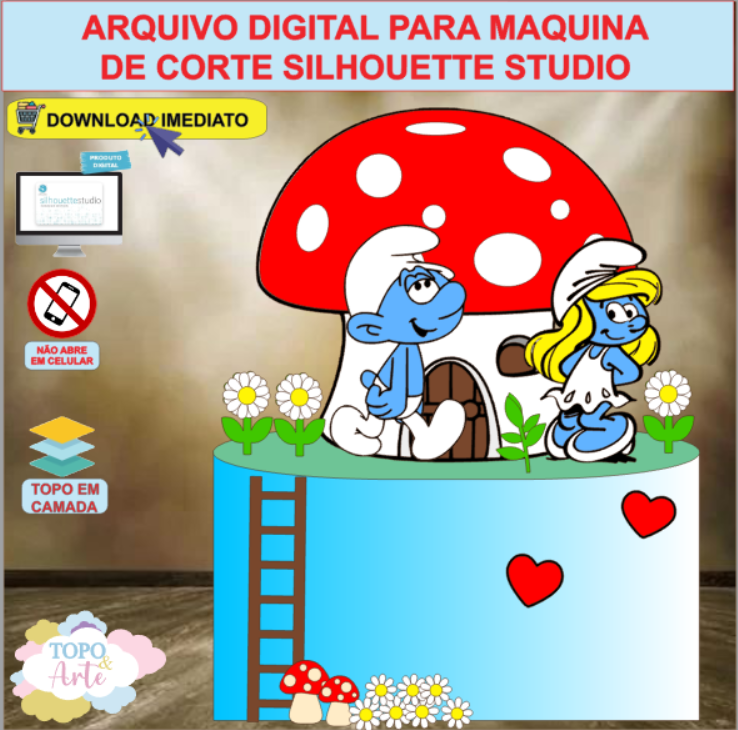 ARQUIVO de Corte Topo de Bolo Os Smurfs - 04