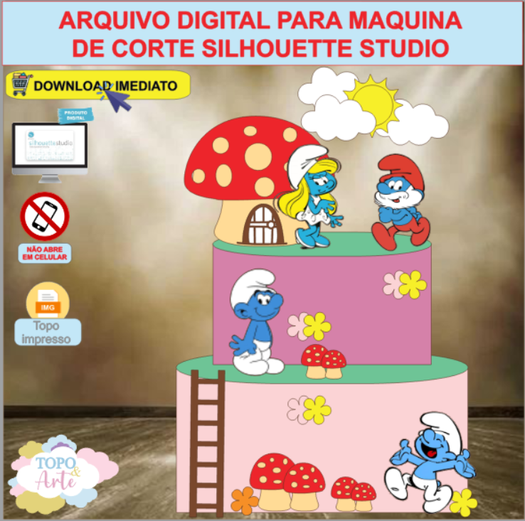 ARQUIVO de Corte Topo de Bolo Os Smurfs - 05