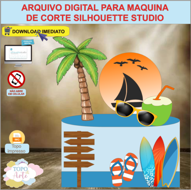 ARQUIVO de Corte Topo de Bolo Tardezinha Praia - 14