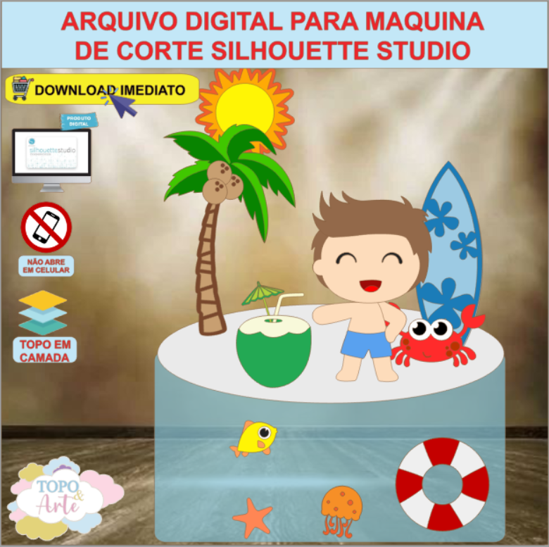ARQUIVO de Corte Topo de Bolo Tardezinha Praia - 15