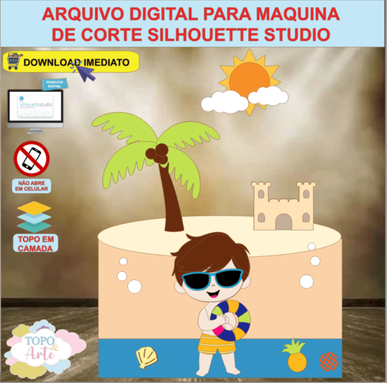 ARQUIVO de Corte Topo de Bolo Tardezinha Praia - 25