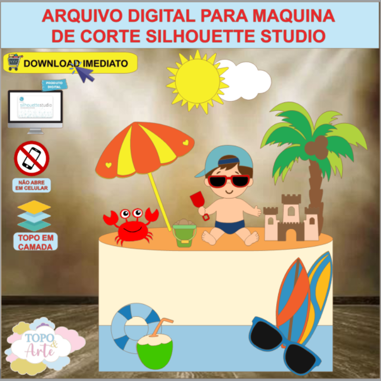 ARQUIVO de Corte Topo de Bolo Tardezinha Praia - 33