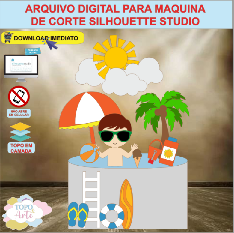ARQUIVO de Corte Topo de Bolo Tardezinha Praia - 34