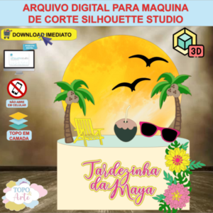 ARQUIVO de Corte Topo de Bolo Tardezinha Praia com Cadeira 3D - 18