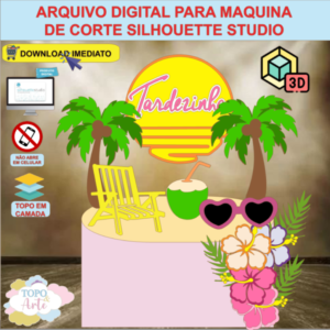 ARQUIVO de Corte Topo de Bolo Tardezinha Praia com Cadeira 3D - 21
