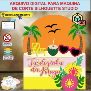ARQUIVO de Corte Topo de Bolo Tardezinha Praia com Cadeira 3D - 24