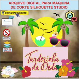 ARQUIVO de Corte Topo de Bolo Tardezinha Praia com Cadeira 3D - 29