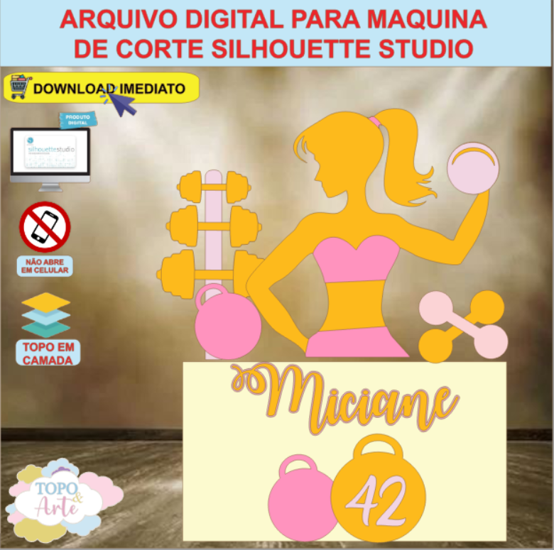 ARQUIVO de Corte Topo de Bolo Academia Fitness - 10
