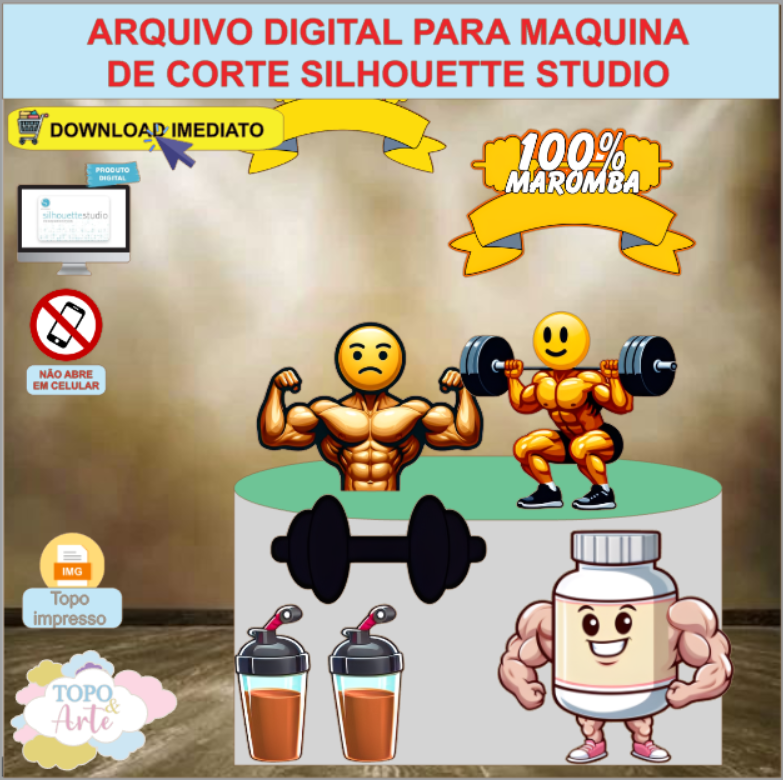 ARQUIVO de Corte Topo de Bolo Academia Fitness - 14