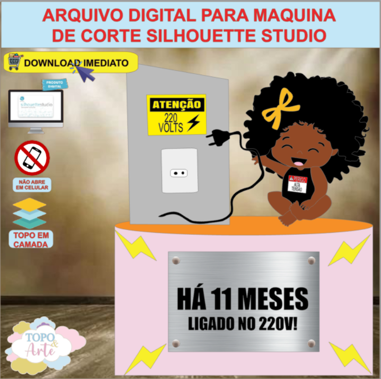 ARQUIVO de Corte Topo de Bolo Bebe 220 Volts Menina - 05