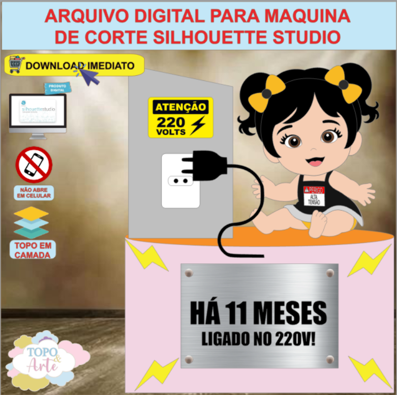 ARQUIVO de Corte Topo de Bolo Bebe 220 Volts Menina - 07