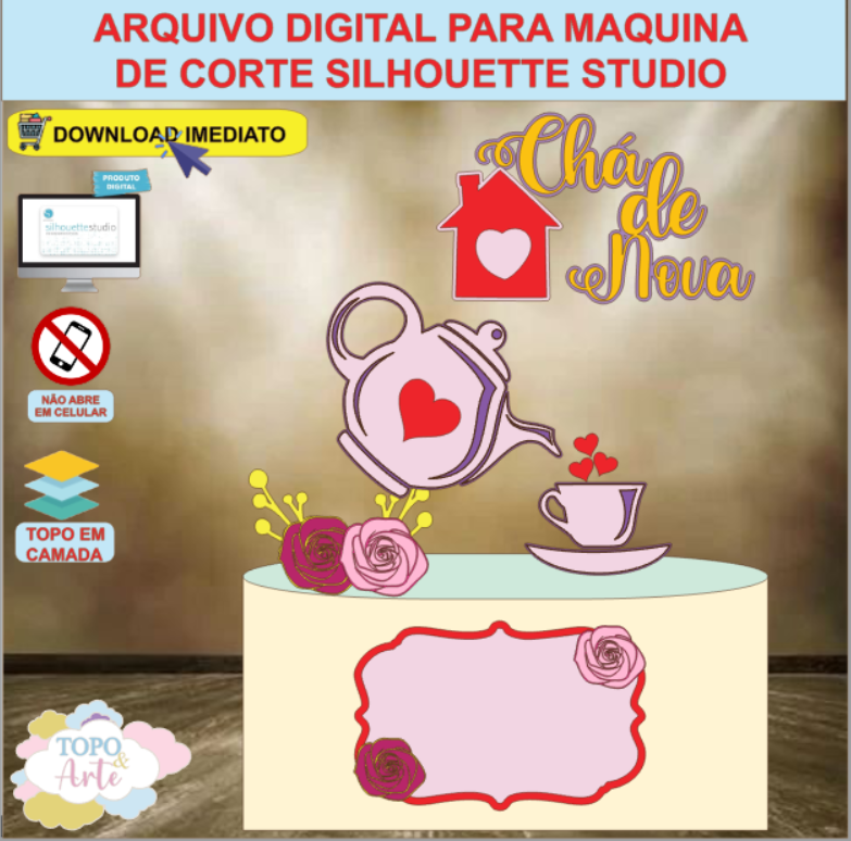 ARQUIVO de Corte Topo de Bolo Cha de Panela - 03