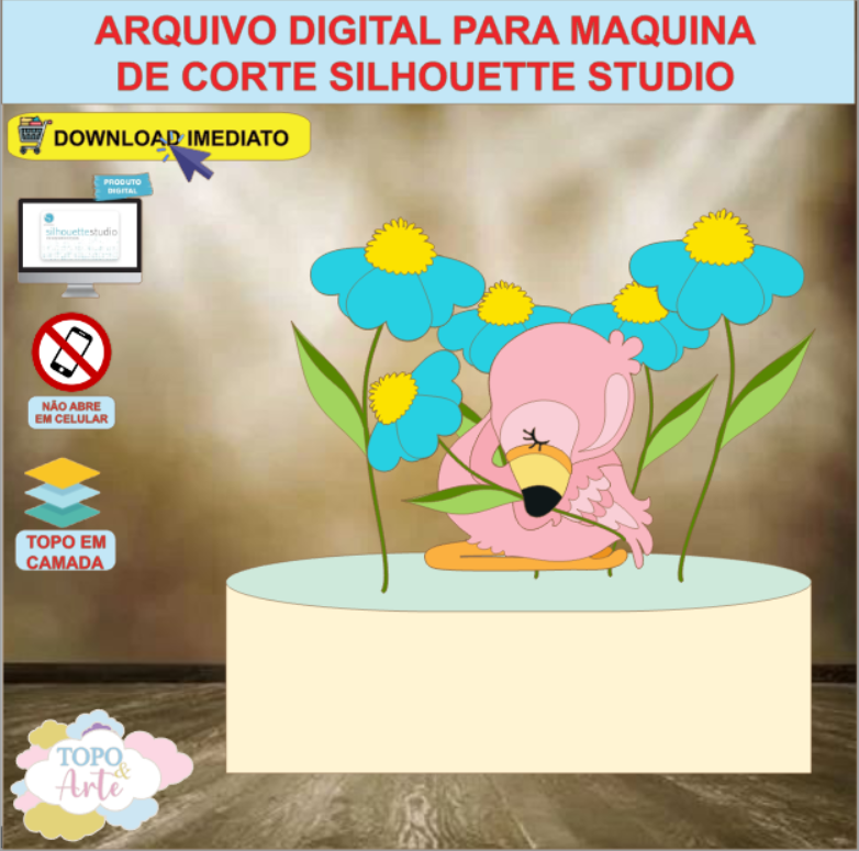 ARQUIVO de Corte Topo de Bolo Flamingo - 05
