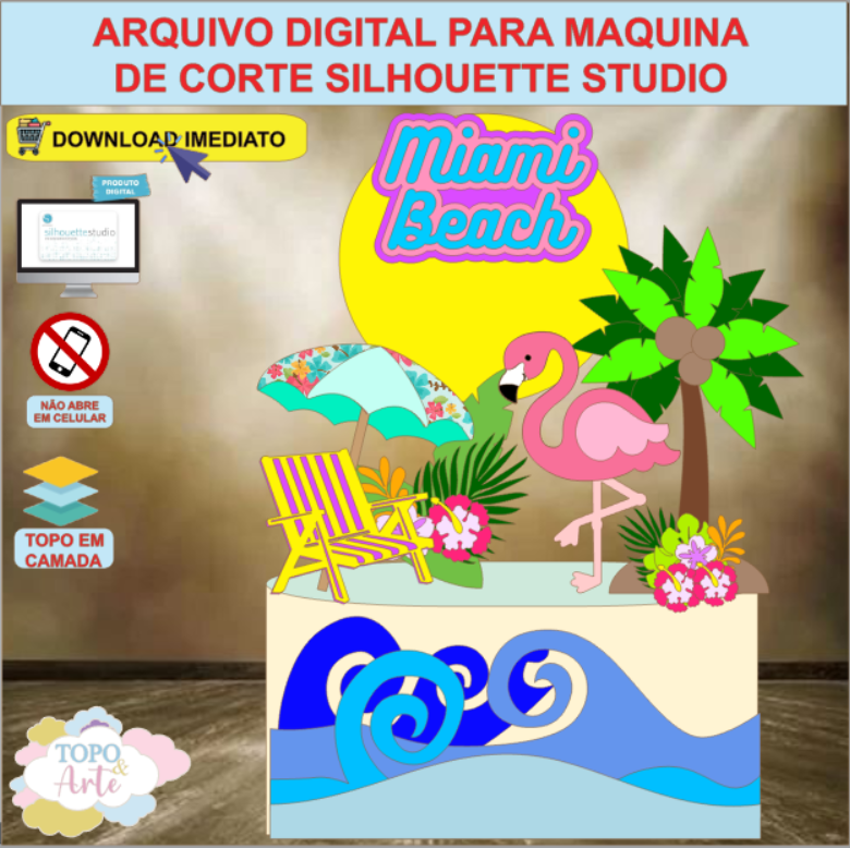 ARQUIVO de Corte Topo de Bolo Flamingo - 06