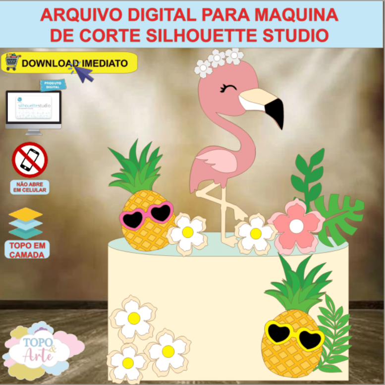 ARQUIVO de Corte Topo de Bolo Flamingo - 07