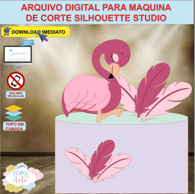 ARQUIVO de Corte Topo de Bolo Flamingo - 11