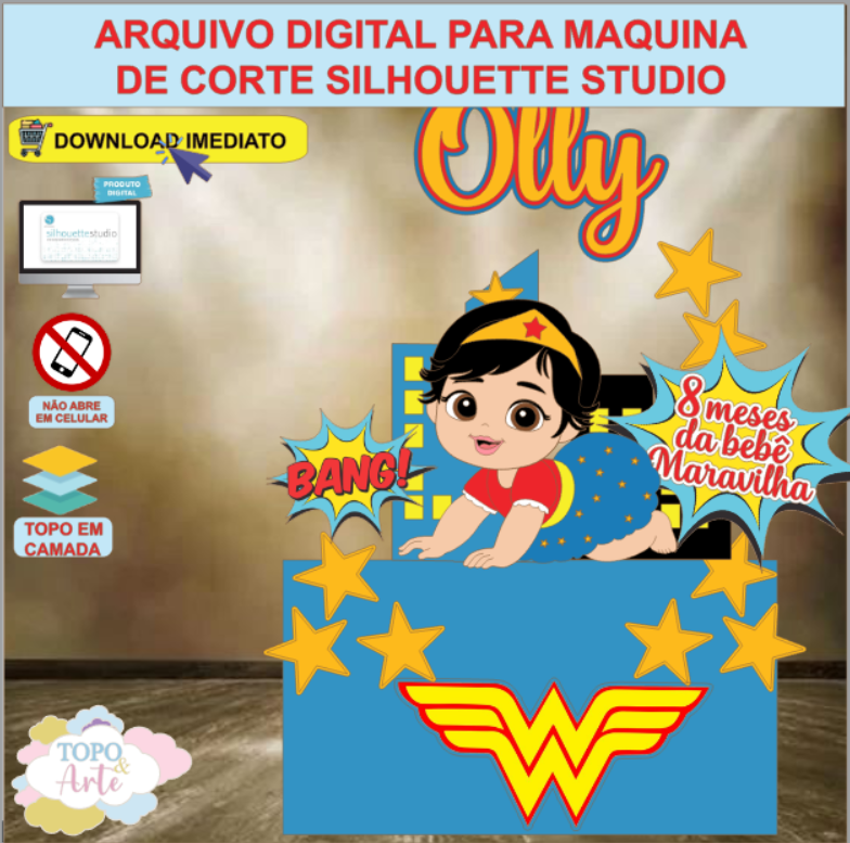ARQUIVO de Corte Topo de Bolo Mulher Maravilha - 12