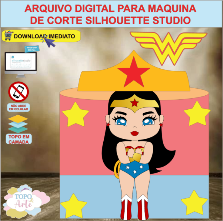 ARQUIVO de Corte Topo de Bolo Mulher Maravilha - 15