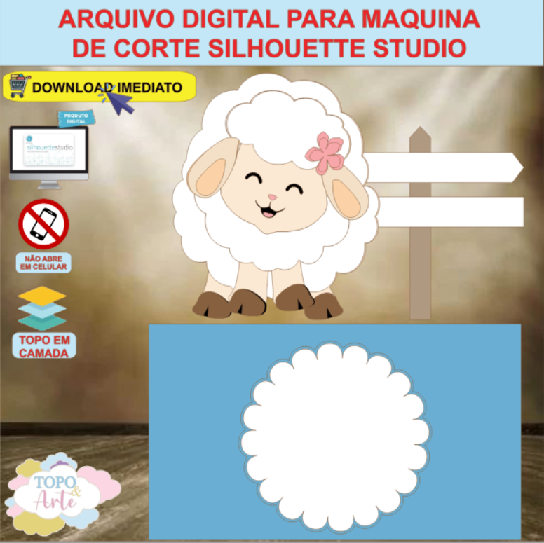 ARQUIVO de Corte Topo de Bolo Ovelhinha - 02