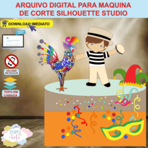 ARQUIVO de Corte Topo de Bolo Carnaval Menino Folia - 38