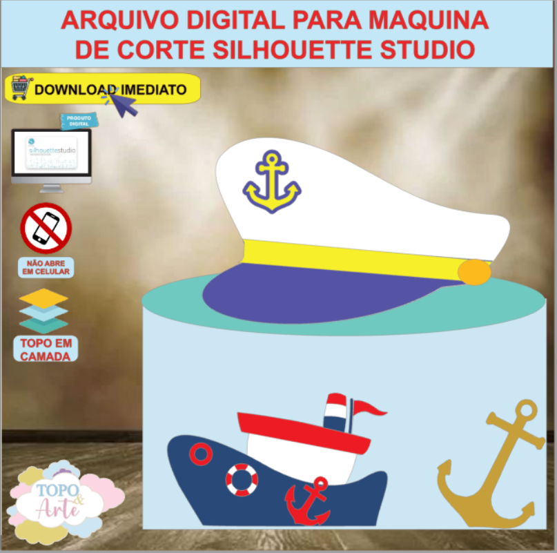 ARQUIVO de Corte Topo de Bolo Chapeu Marinheiro - 06