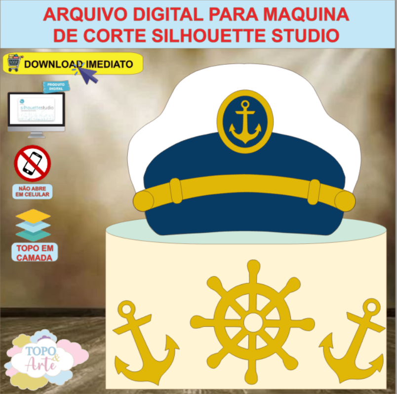 ARQUIVO de Corte Topo de Bolo Chapeu Marinheiro - 12