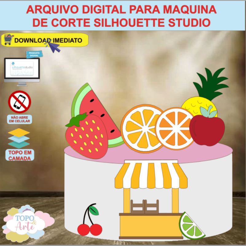 ARQUIVO de Corte Topo de Bolo Frutas - 10
