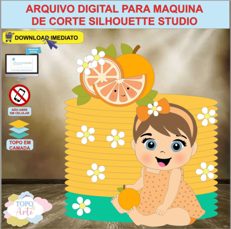 ARQUIVO de Corte Topo de Bolo Frutas Menina - 11