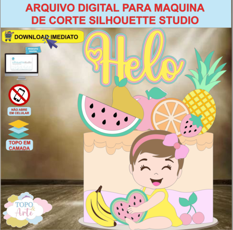 ARQUIVO de Corte Topo de Bolo Frutas Menina - 16