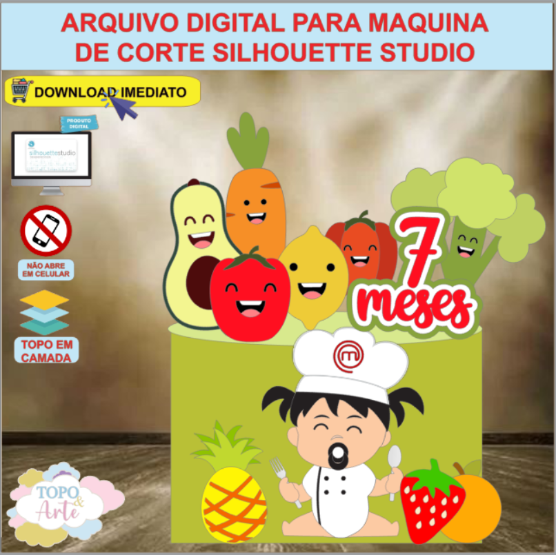 ARQUIVO de Corte Topo de Bolo Frutas Menina - 18