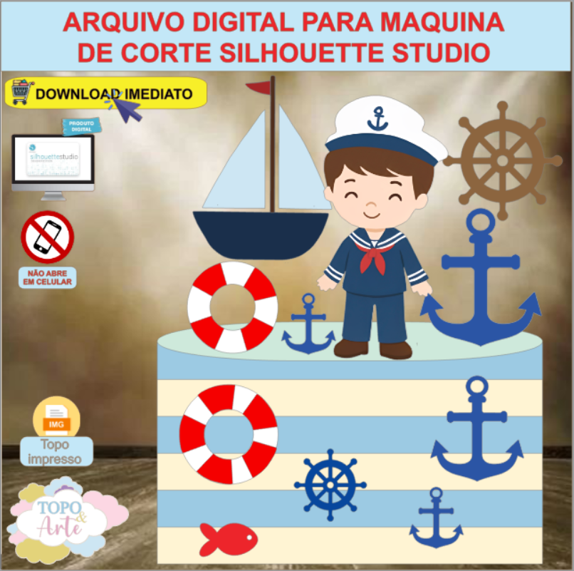 ARQUIVO de Corte Topo de Bolo Marinheiro - 05