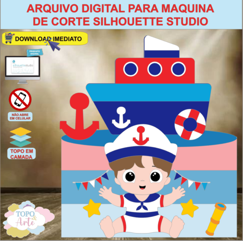 ARQUIVO de Corte Topo de Bolo Marinheiro - 11