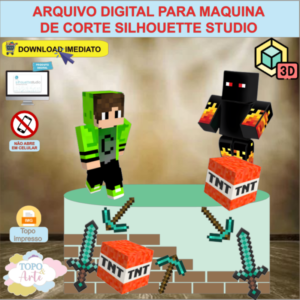 ARQUIVO de Corte Topo de Bolo Minecraft com Cubo 3D- 06
