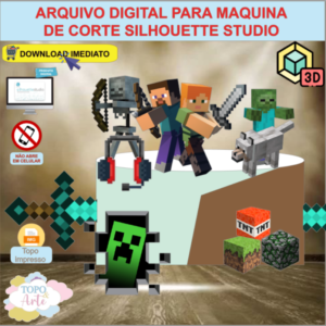 ARQUIVO de Corte Topo de Bolo Minecraft com Cubo 3D- 08