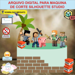 ARQUIVO de Corte Topo de Bolo Minecraft com Cubo 3D- 10