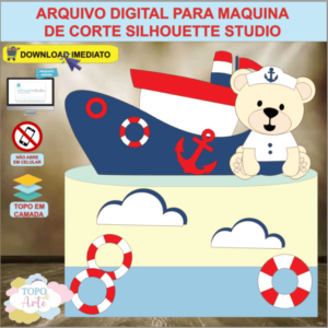 ARQUIVO de Corte Topo de Bolo Urso Marinheiro - 08