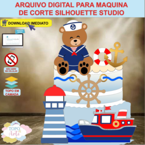 ARQUIVO de Corte Topo de Bolo Urso Marinheiro - 10