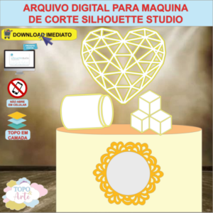 ARQUIVO de Corte Topo de Bolo Coracao Lapidado Vazado - 01