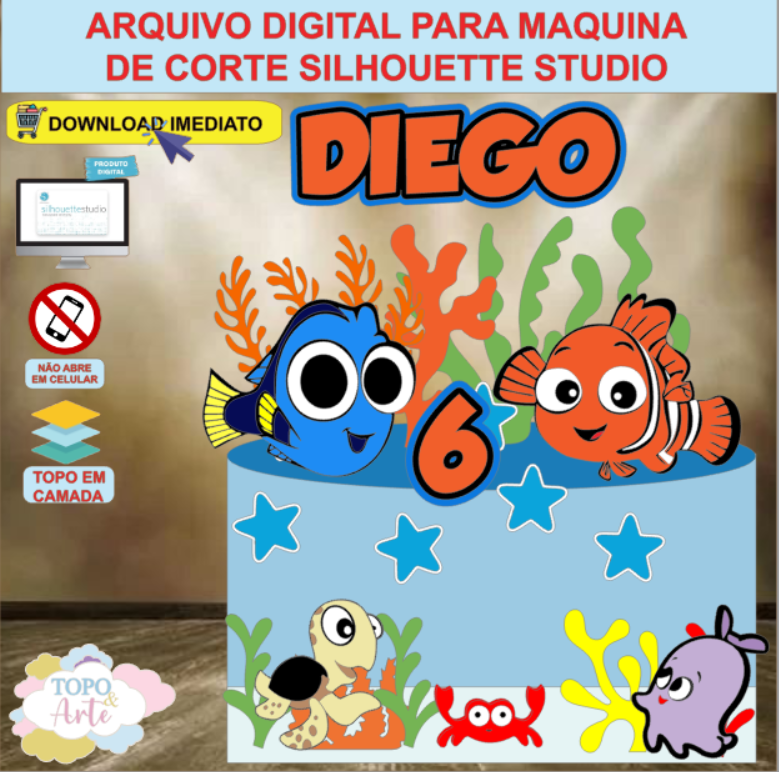 ARQUIVO de Corte Topo de Bolo Procurando Nemo - 01